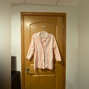 Victoria’s Secret Pink & White Stripe Button Down Pajama Shirt Women' Size Large